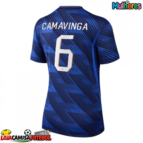 Camisa de Futebol França Eduardo Camavinga #6 Equipamento Principal Mulheres Mundo 2026 Manga Curta